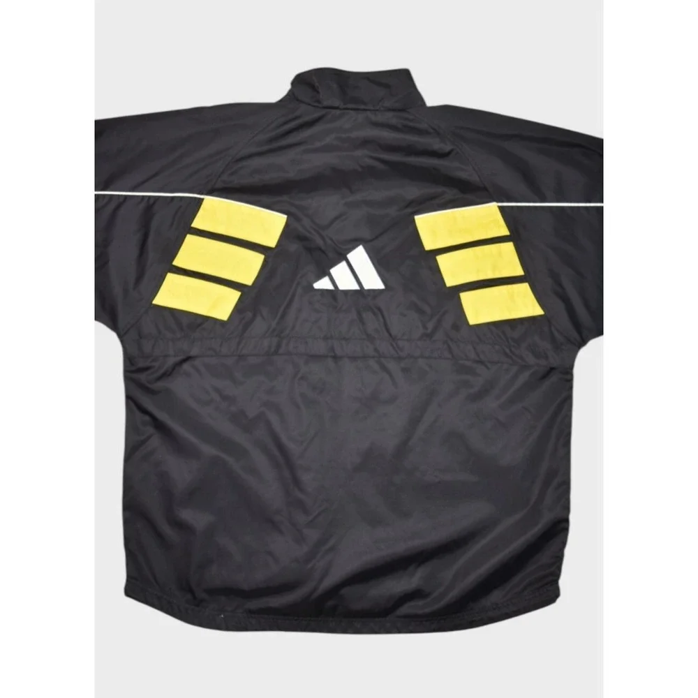 Vintage Adidas Jacket Mens XL Black Yellow Soccer Track Warm Up Windbreaker Logo